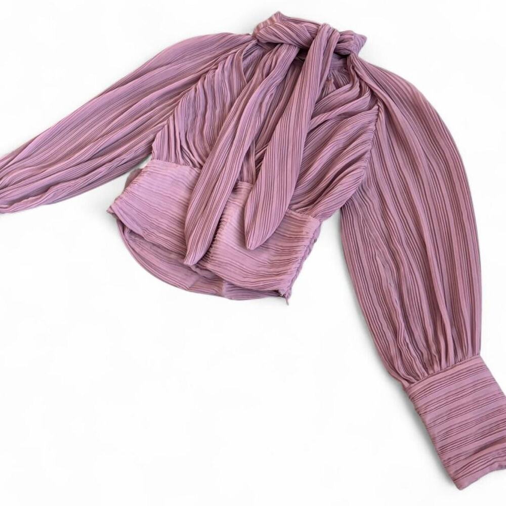 Contemporary Zara Mauve Plisse Blouse – Coquette Office Siren XS